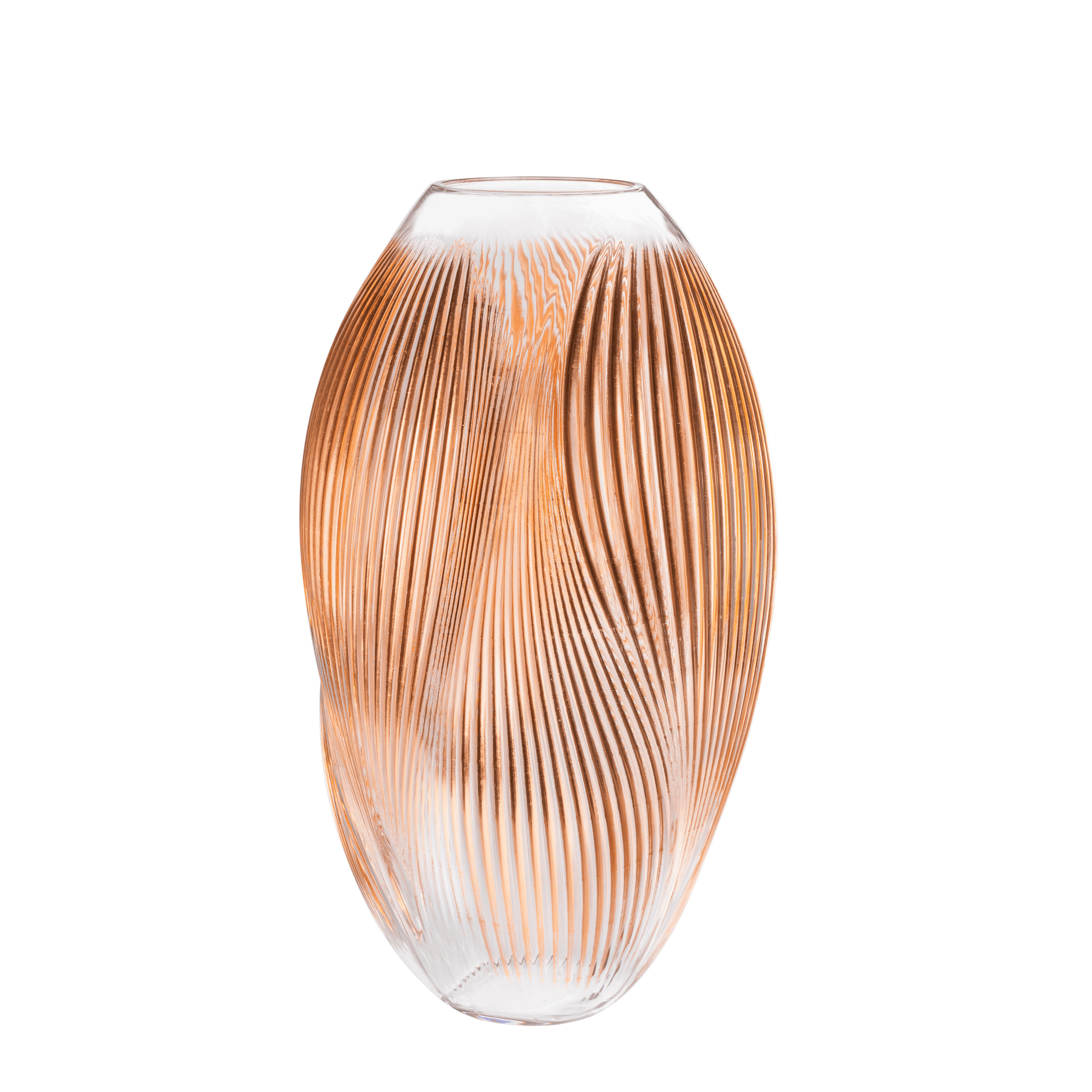 Alizé XXL Vase with pink gold leaves – Lalique North America