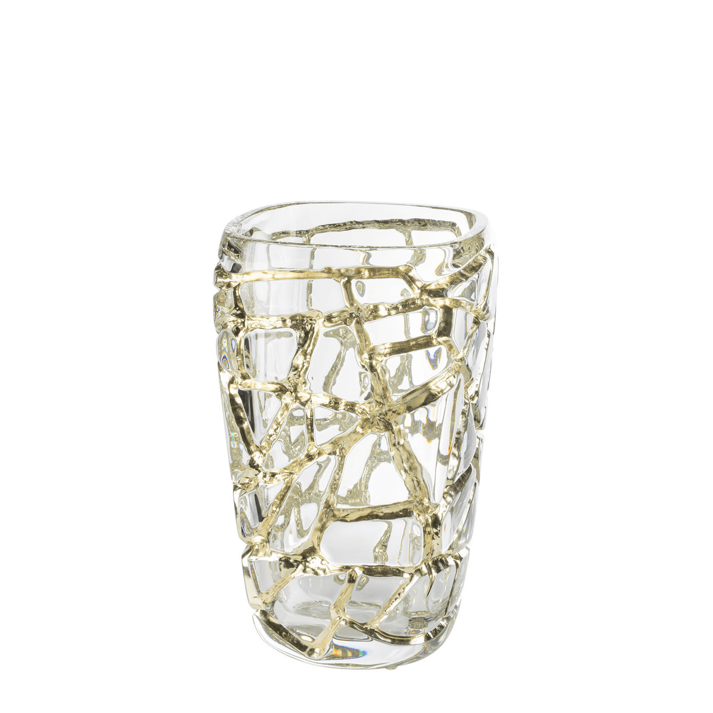 Magnitude large vase with white gold leaves