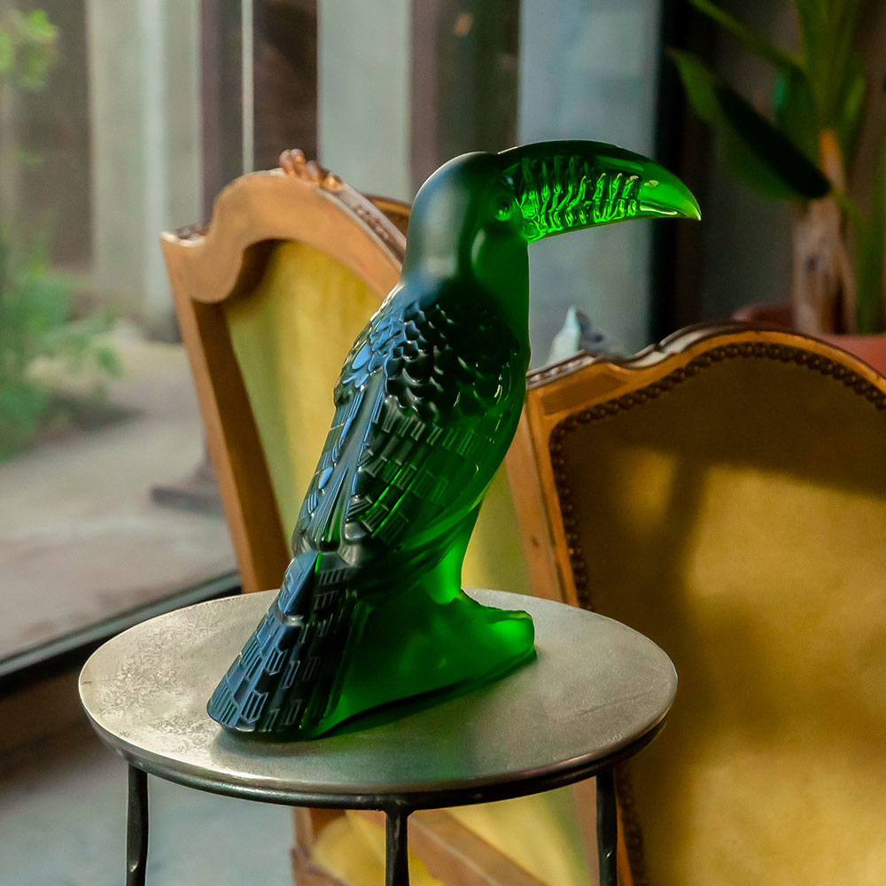 LALIQUE 鳥型チャーム Signed LALIQUE France - PAIR of Crystal Quail Pheasant BIRD