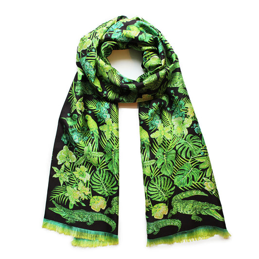 Scarf Lalique by Ginny Litscher, Neon green Jungle design