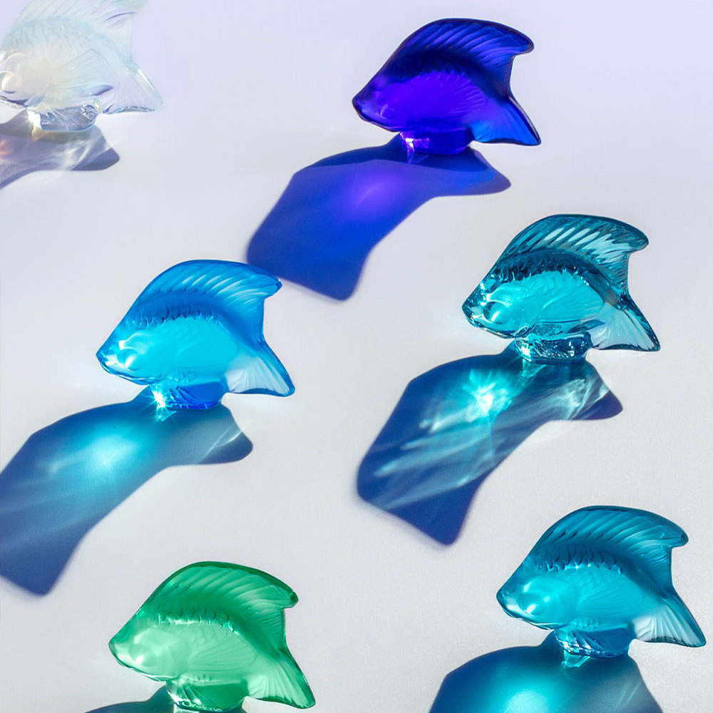 LALIQUE 青色 ガラス 魚の置物 Fish sculpture – Lalique North America