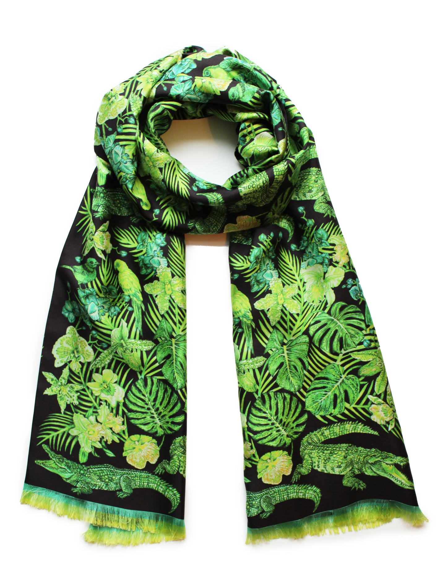 Scarf Lalique by Ginny Litscher, Neon green Jungle design