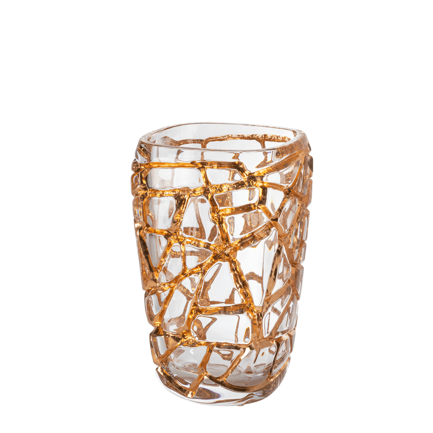 Magnitude large vase with pink gold leaves